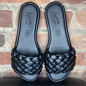 Seychelles Bellissima Slides Black Women's Size 8.5 Shoes Woven Sandals